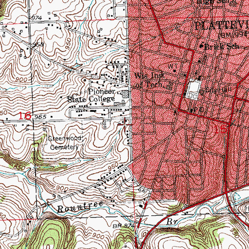 Topographic Map of WSUP-FM (Platteville), WI