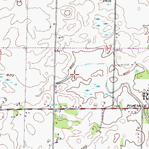 Topographic Map of WBZN-FM (Racine), WI