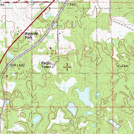 Topographic Map of WGMO-FM (Shell Lake), WI