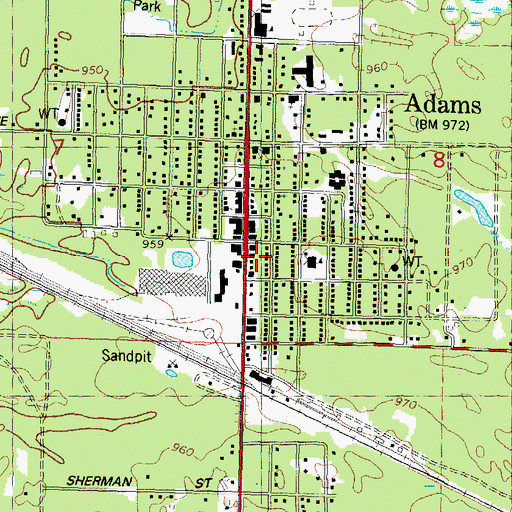 Topographic Map of City of Adams, WI