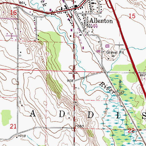 Topographic Map of Town of Addison, WI