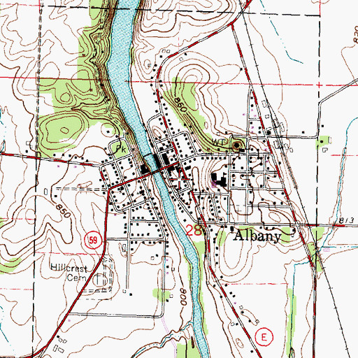 Topographic Map of Village of Albany, WI