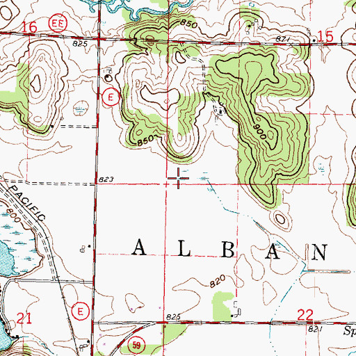 Topographic Map of Town of Albany, WI