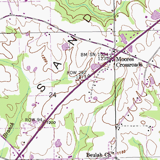 Topographic Map of Calvary Church, AL