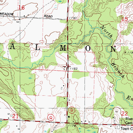 Topographic Map of Town of Almon, WI
