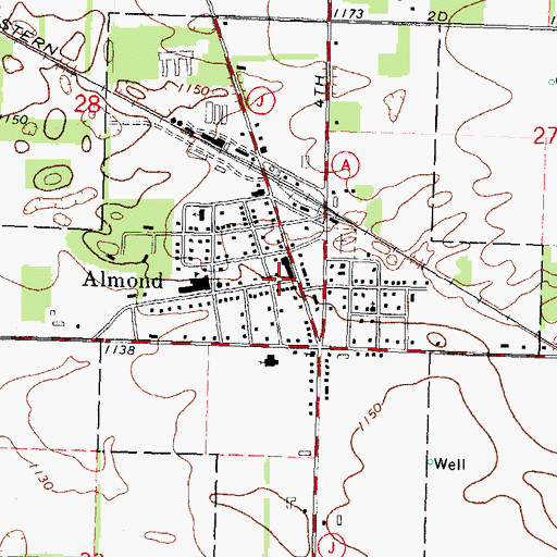 Topographic Map of Village of Almond, WI