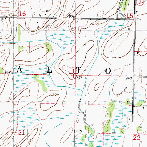 Topographic Map of Town of Alto, WI