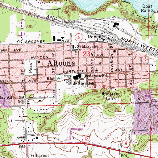 Topographic Map of City of Altoona, WI