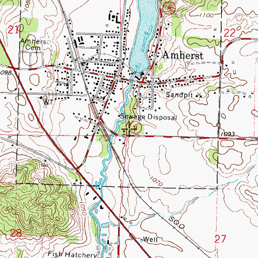 Topographic Map of Village of Amherst, WI