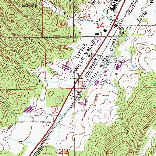 Topographic Map of Calvery Church, AL