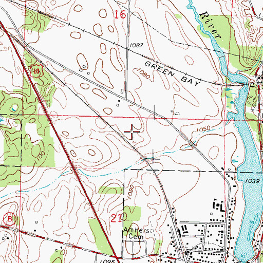Topographic Map of Town of Amherst, WI