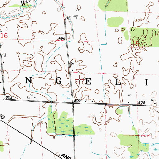 Topographic Map of Town of Angelica, WI