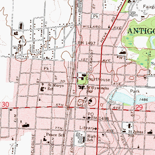 Topographic Map of City of Antigo, WI