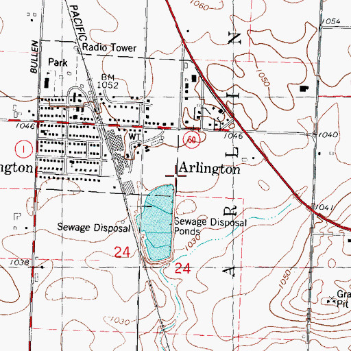 Topographic Map of Village of Arlington, WI