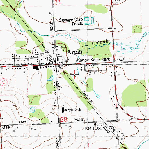 Topographic Map of Village of Arpin, WI