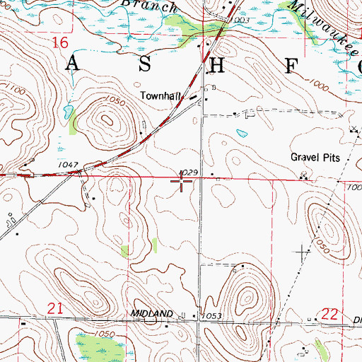 Topographic Map of Town of Ashford, WI
