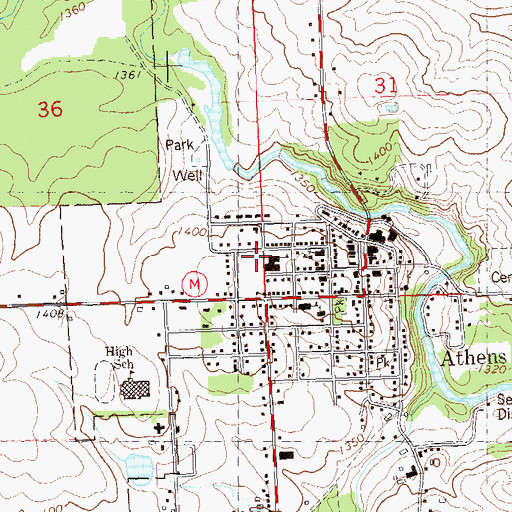 Topographic Map of Village of Athens, WI