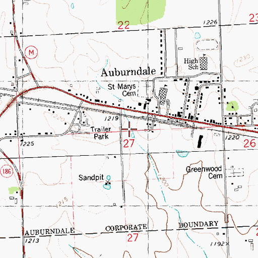 Topographic Map of Village of Auburndale, WI