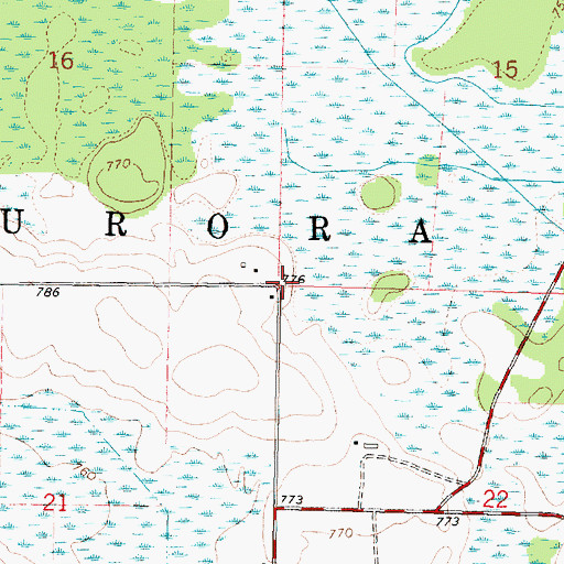 Topographic Map of Town of Aurora, WI