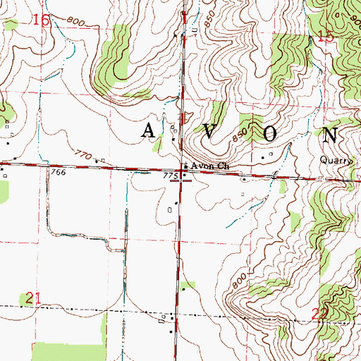 Topographic Map of Town of Avon, WI