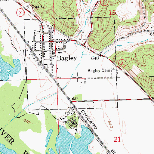 Topographic Map of Village of Bagley, WI