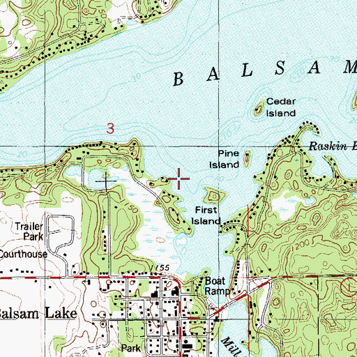Topographic Map of Village of Balsam Lake, WI