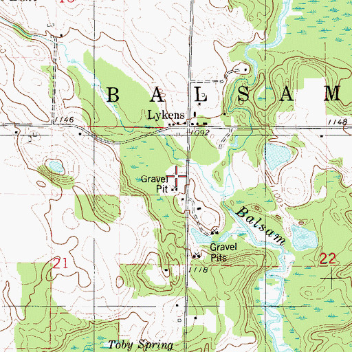 Topographic Map of Town of Balsam Lake, WI