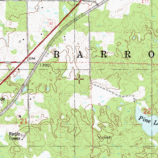 Topographic Map of Town of Barronett, WI