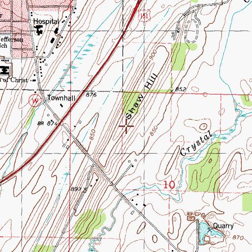 Topographic Map of Town of Beaver Dam, WI