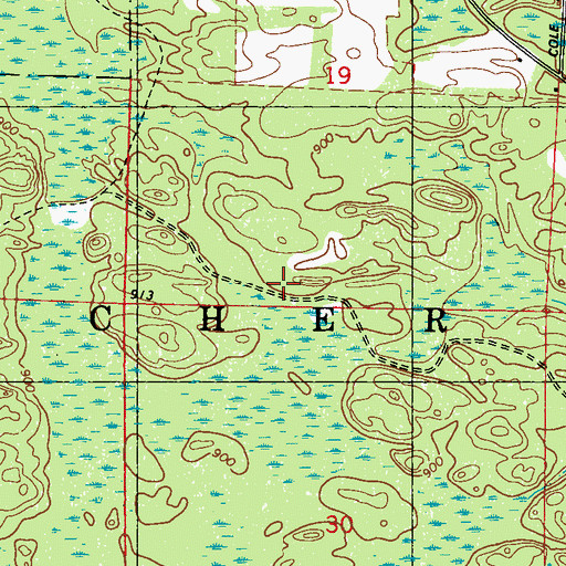Topographic Map of Town of Beecher, WI