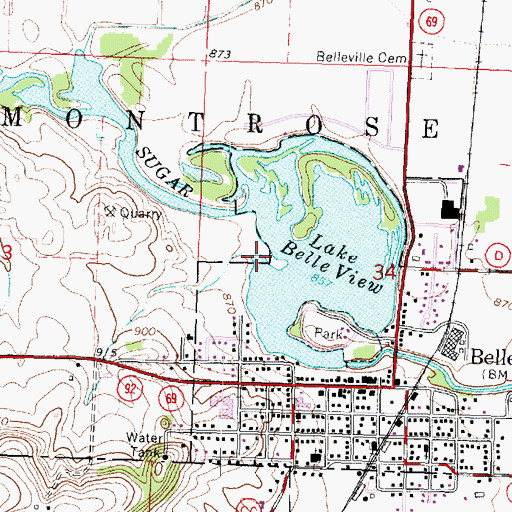 Topographic Map of Village of Belleville, WI
