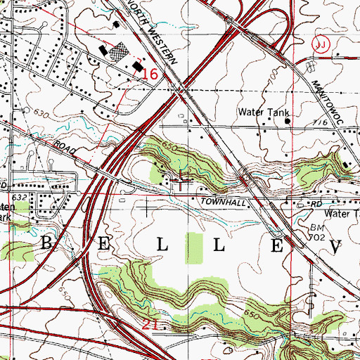 Topographic Map of Town of Bellevue (historical), WI