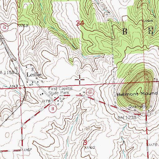 Topographic Map of Town of Belmont, WI
