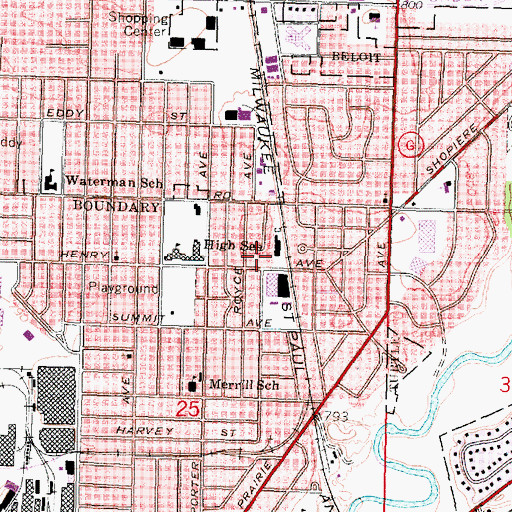 Topographic Map of City of Beloit, WI