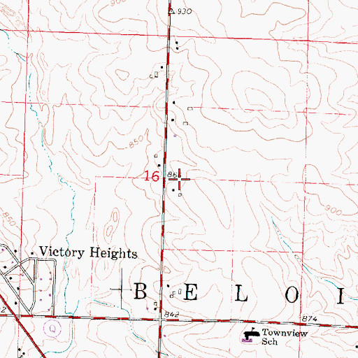 Topographic Map of Town of Beloit, WI