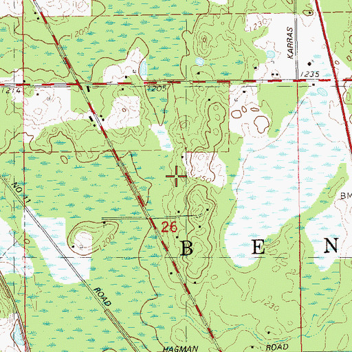 Topographic Map of Town of Bennett, WI