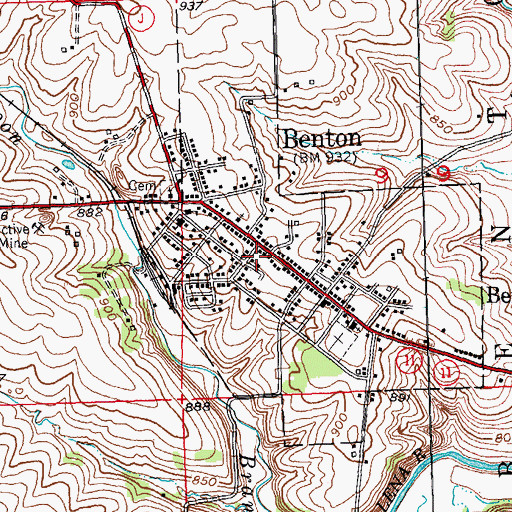 Topographic Map of Village of Benton, WI