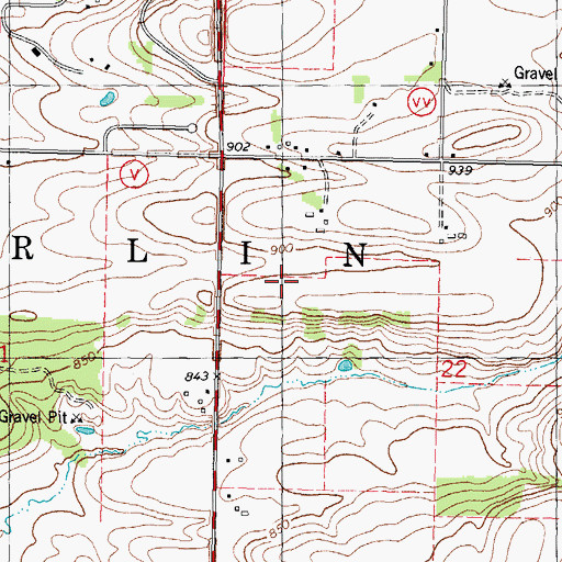 Topographic Map of Town of Berlin, WI