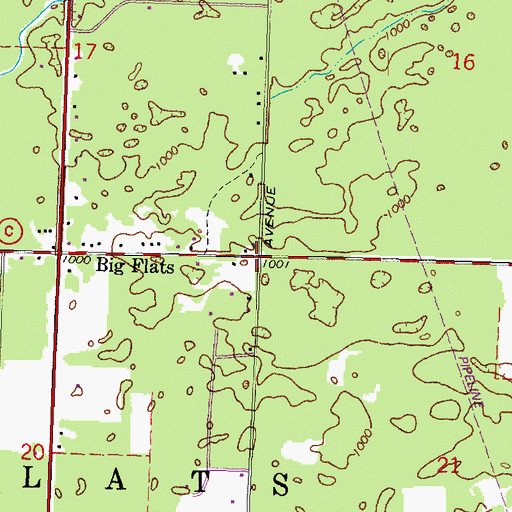 Topographic Map of Town of Big Flats, WI