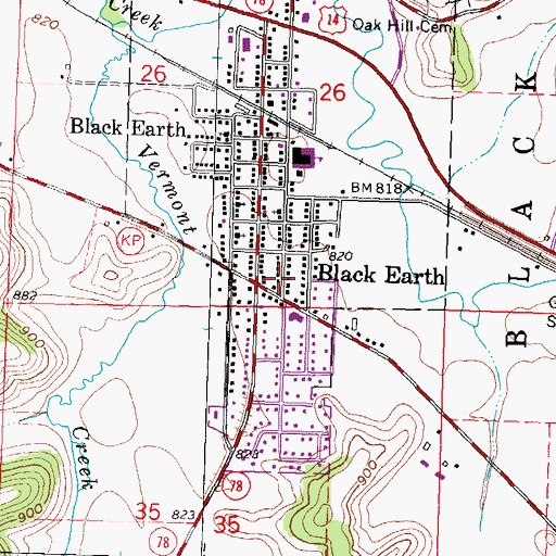 Topographic Map of Village of Black Earth, WI