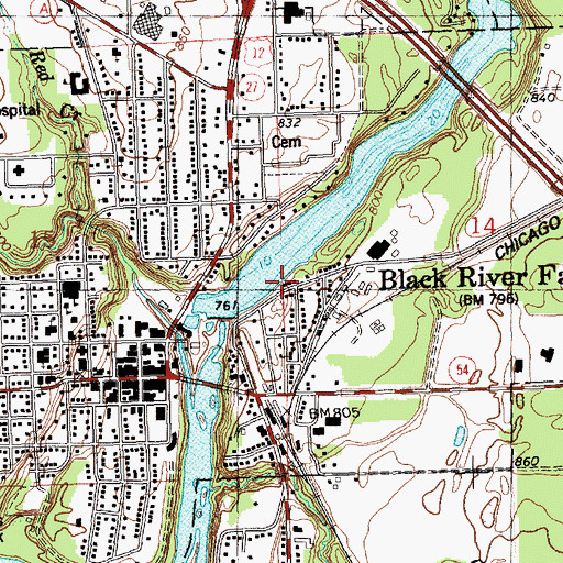 Topographic Map of City of Black River Falls, WI