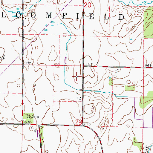 Topographic Map of Town of Bloomfield, WI