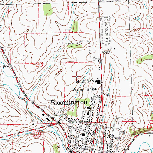 Topographic Map of Village of Bloomington, WI