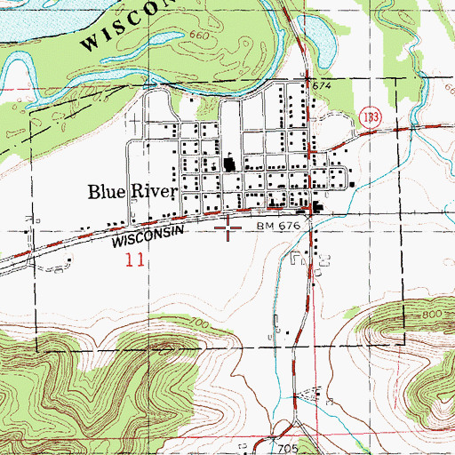 Topographic Map of Village of Blue River, WI