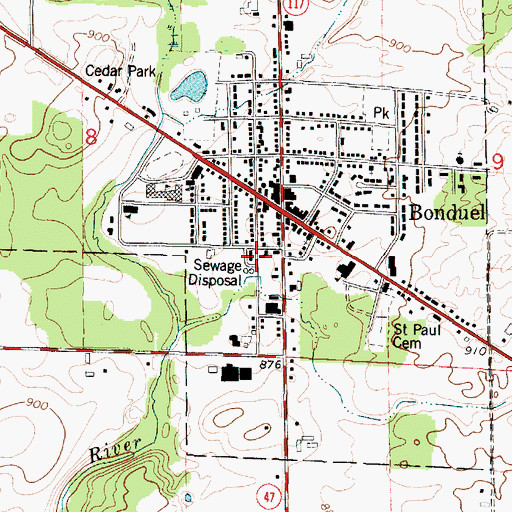 Topographic Map of Village of Bonduel, WI