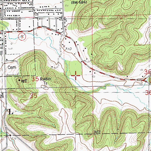 Topographic Map of Town of Boscobel, WI