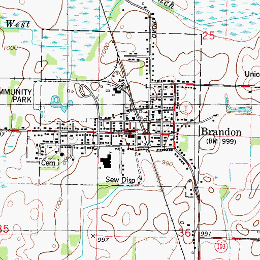 Topographic Map of Village of Brandon, WI