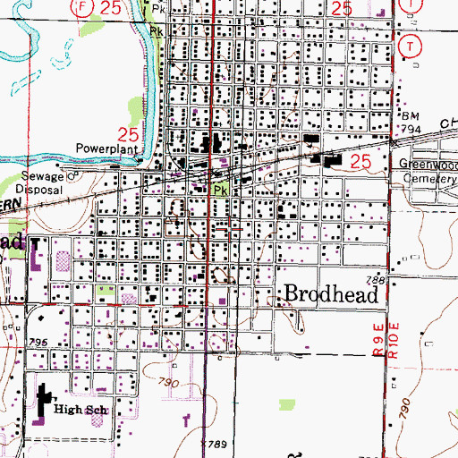 Topographic Map of City of Brodhead, WI