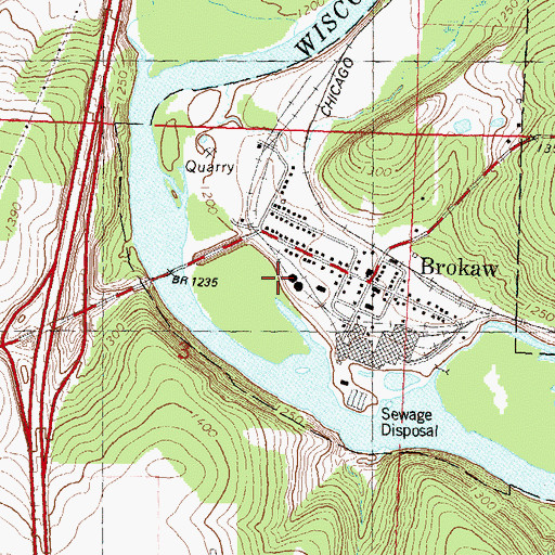 Topographic Map of Village of Brokaw, WI