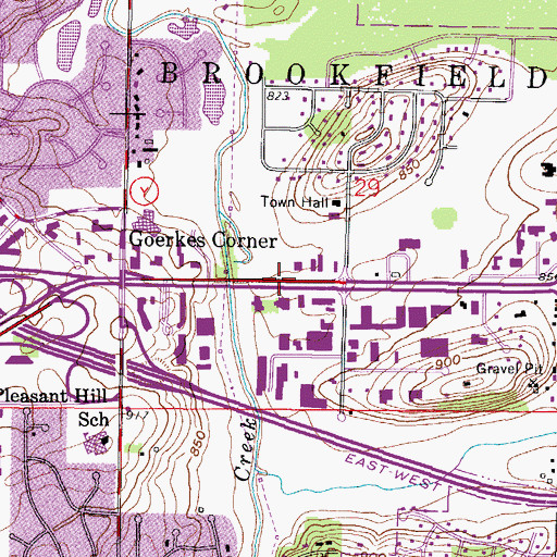 Topographic Map of Town of Brookfield, WI